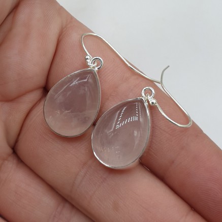 925 Sterling silver earrings drop -shaped rose quartz