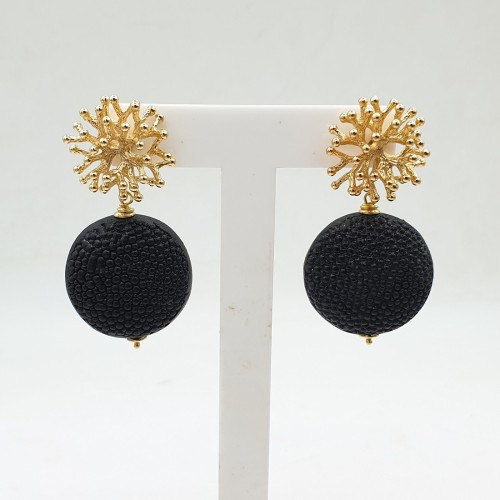 Gilded earrings with black...