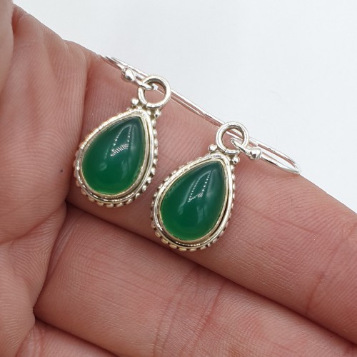 925 Sterling silver earrings with green Onyx