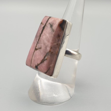 925 Sterling Zilveren Ring with Rhodonite 17 mm