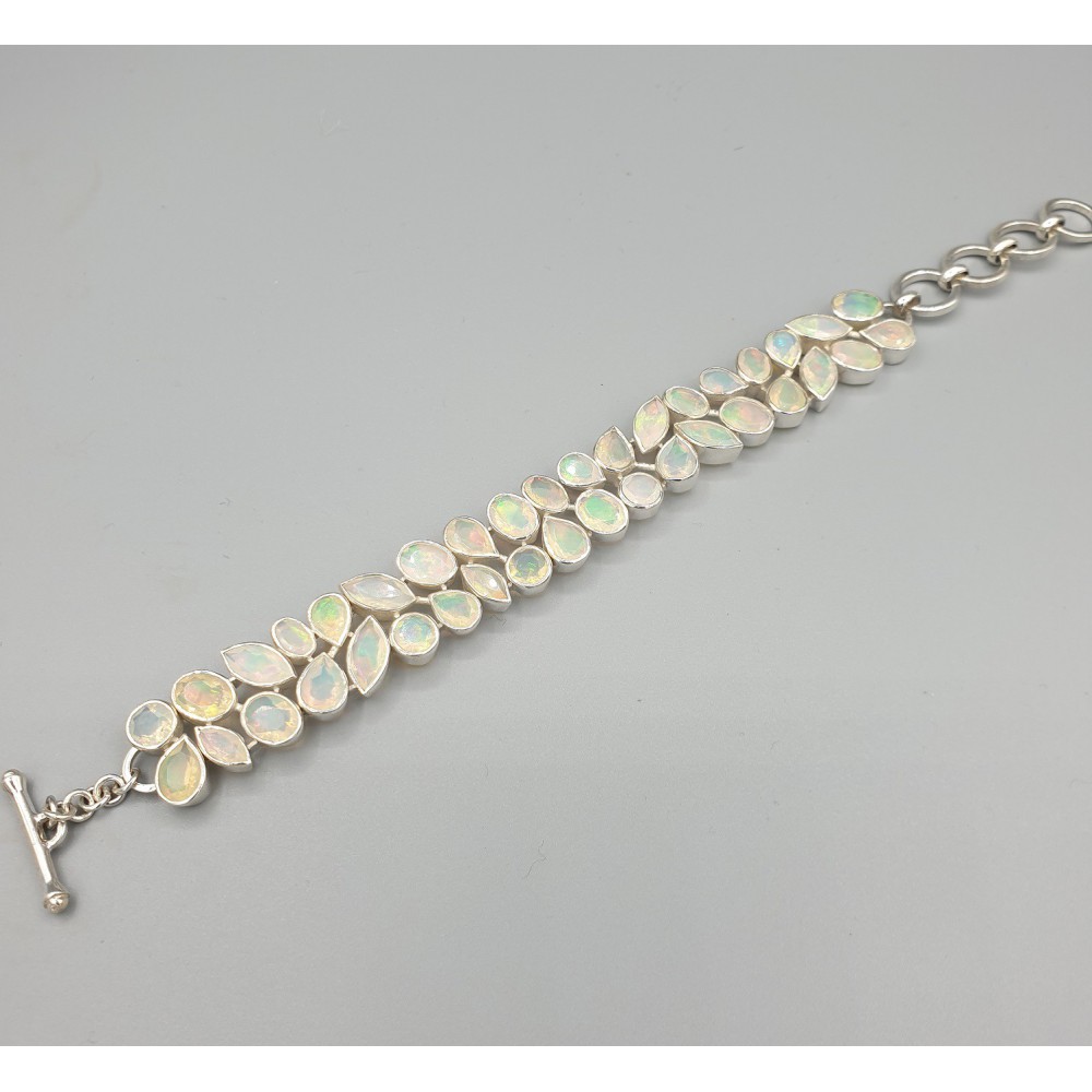 925 Sterling silver bracelet set with Ethiopian opals