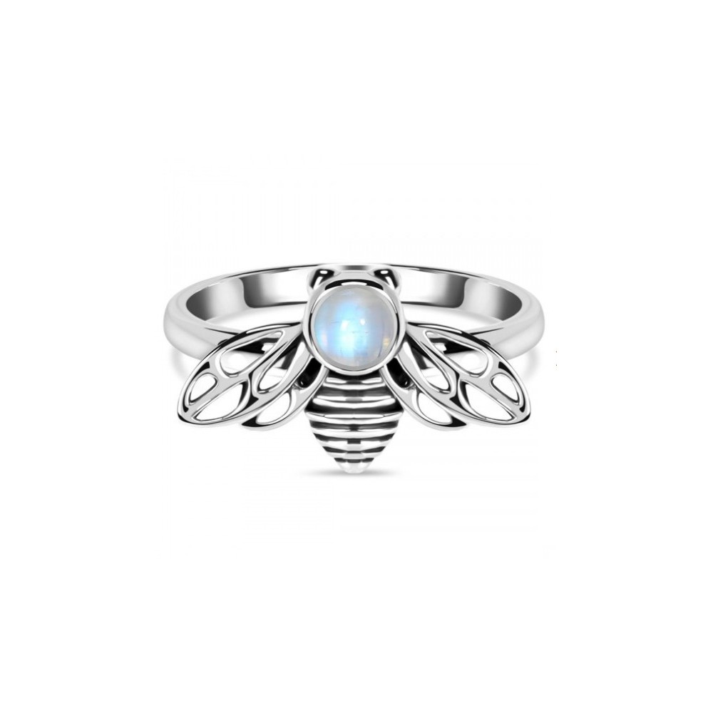 925 Sterling silver ring with small round moonstone