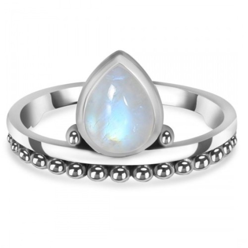 925 Sterling Silber Ring Drop -Shaped Mondstone