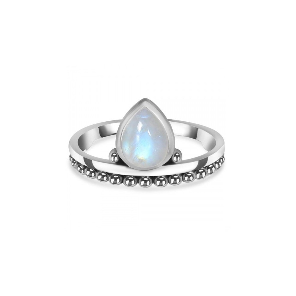 925 Sterling silver ring drop -shaped moonstone