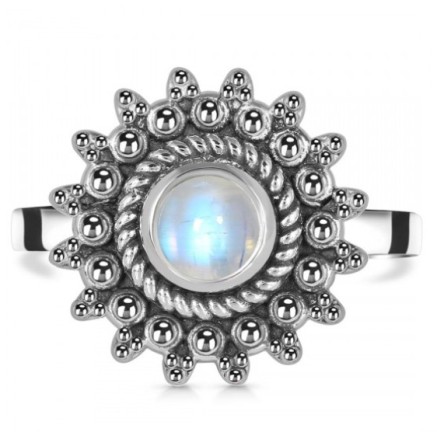 925 Sterling silver ring rainbow moonstone