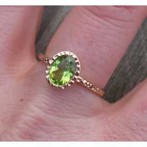 Gold-plated ring set with oval Peridot 18 mm