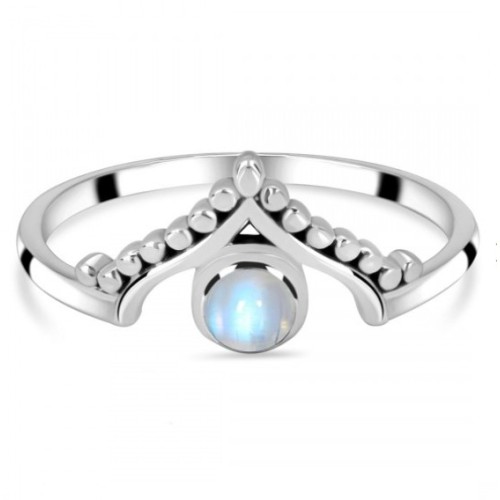 925 Sterling silver ring with rainbow moonstone