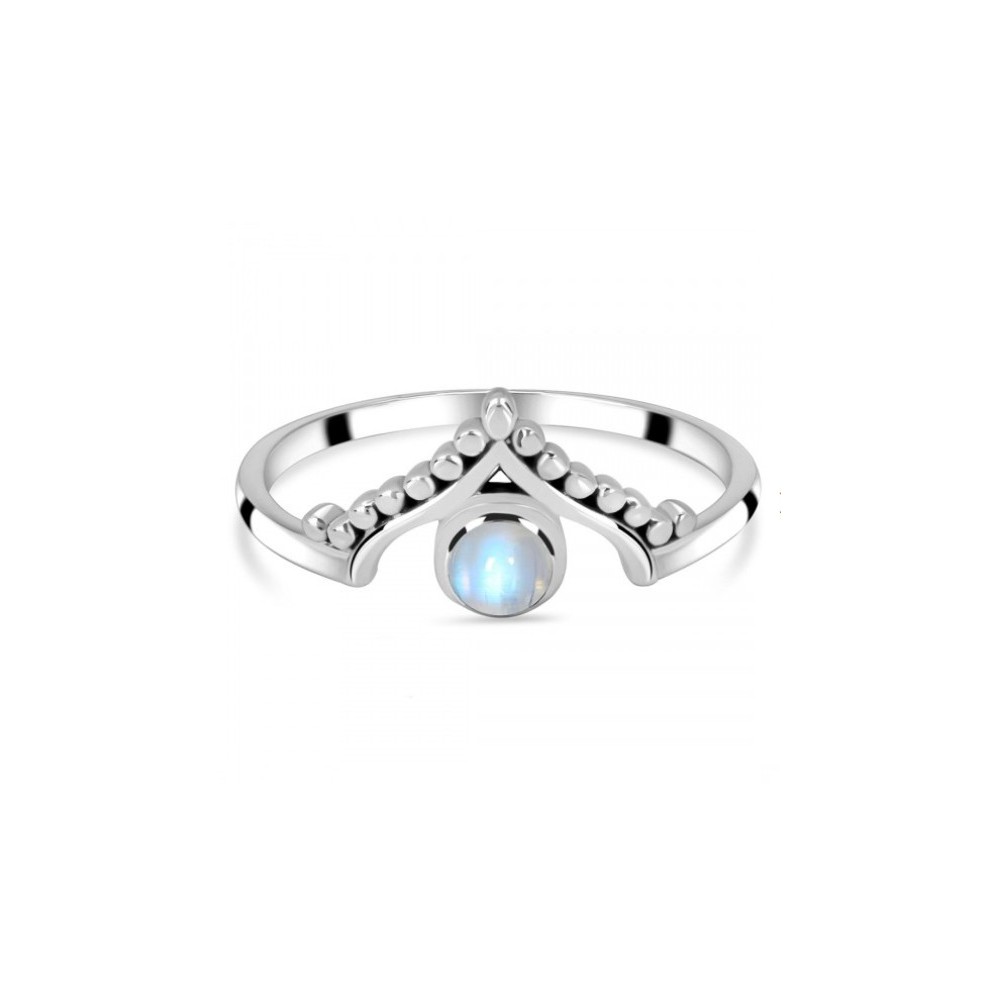 925 Sterling silver ring with rainbow moonstone