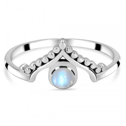 925 Sterling silver ring with rainbow moonstone