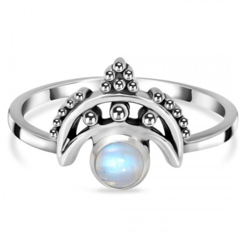 925 Sterling silver ring rainbow moonstone