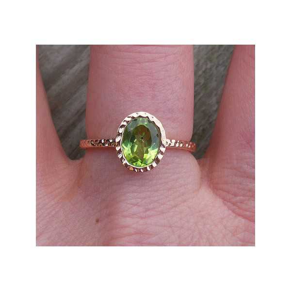 Gold-plated ring set with oval Peridot 17.3 mm