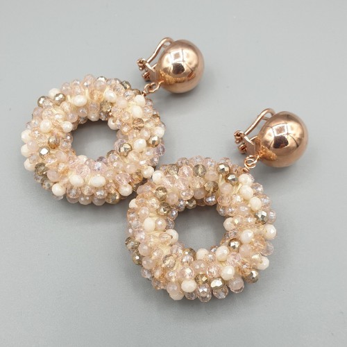 Rosé gilt earrings round...