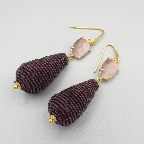 Gilt earrings cat eye and...