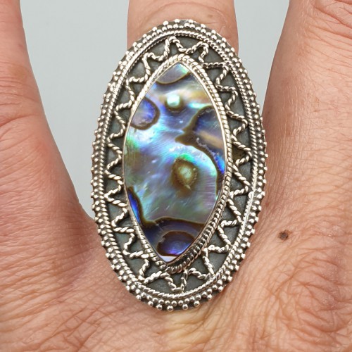 925 Sterling Zilveren Ring with Marquise Abalone Schelp 16.5 mm