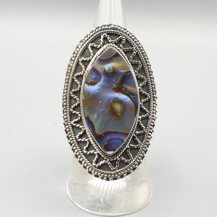 925 Sterling Zilveren Ring with Marquise Abalone Schelp 16.5 mm