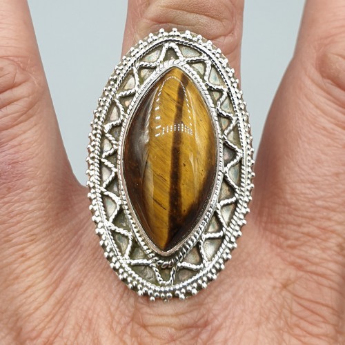 925 Sterling Zilveren Ring with Marquise Tigeroog