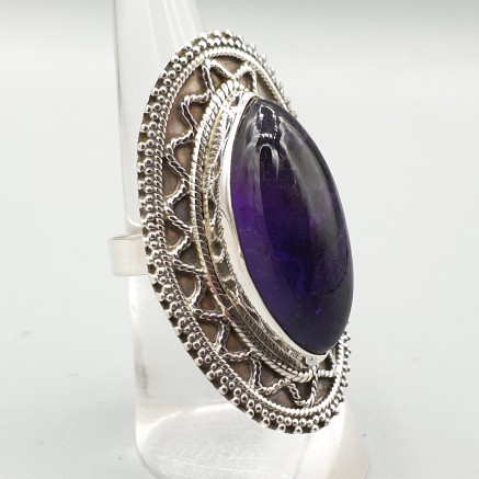 925 Sterling Zilveren Ring mit Marquise Amethisten