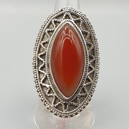 925 Sterling Zilveren Ring with Marquise Carneool 17.3 mm