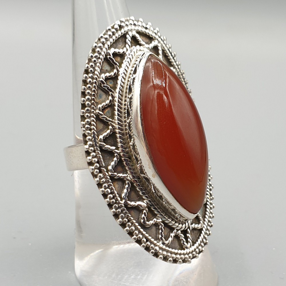 925 Sterling Zilveren Ring mit Marquise Carneool 17,3 mm