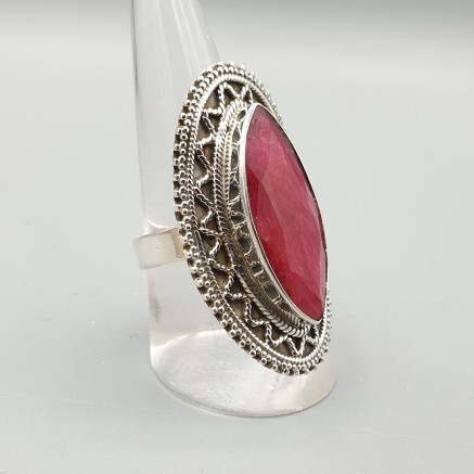 925 Sterling Zilveren Ring with Marquise Robijn