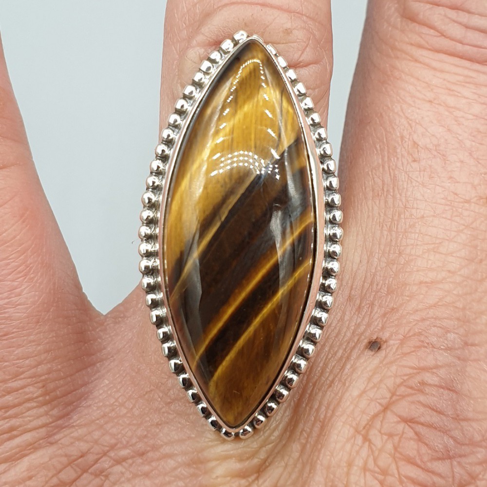 925 Sterling Zilveren Ring Marquise Tigeroog 17.3 mm