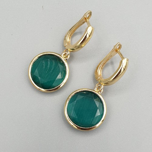 Gilt earrings round emerald...