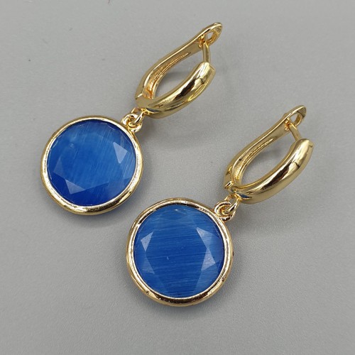 Gilt earrings round blue...