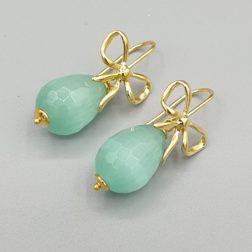 Earrings with mint green...