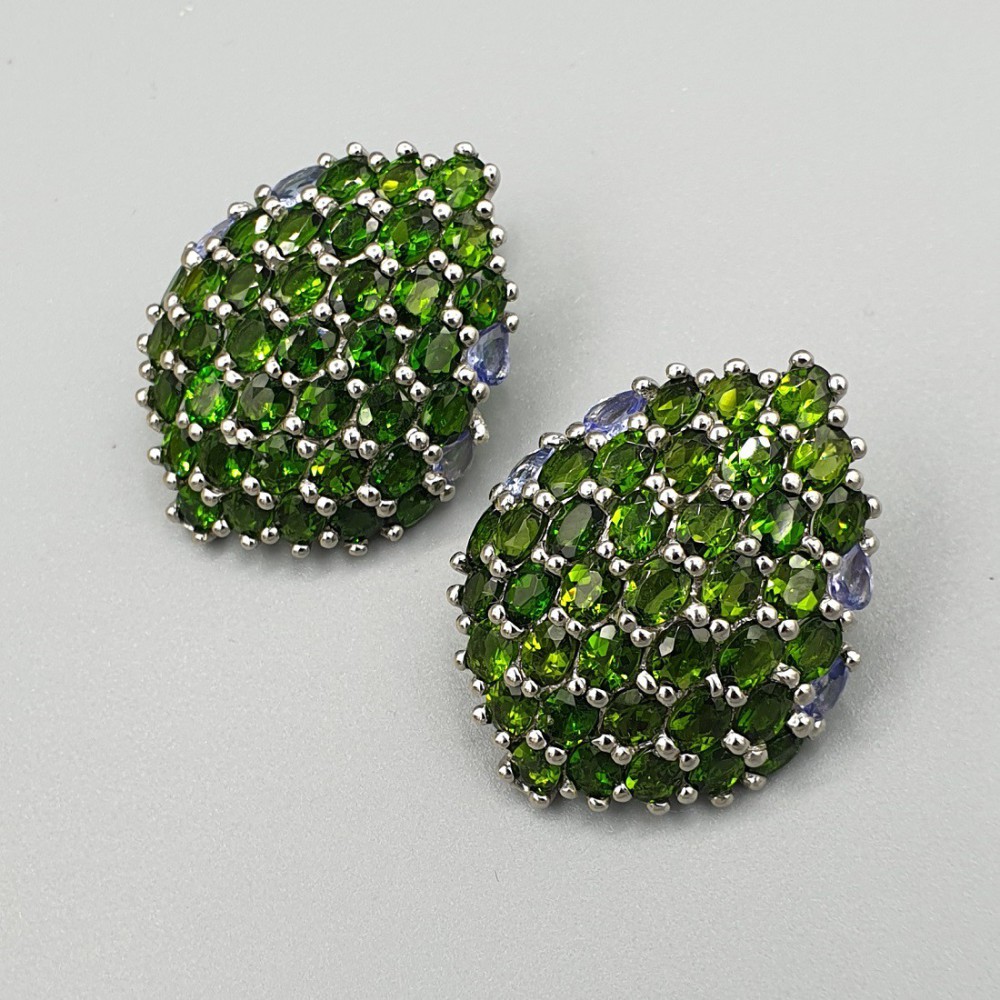 925 Sterling Silver earrings with Tsaviet and Tanzaniet