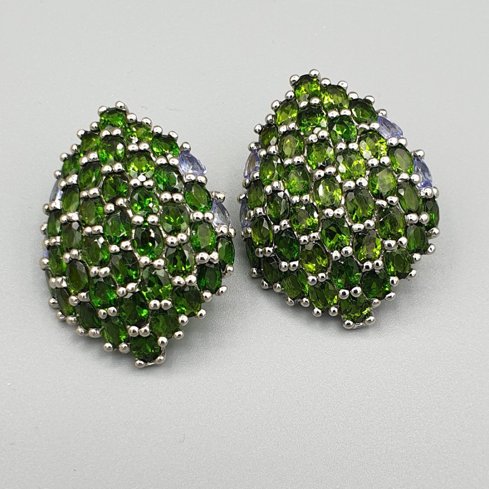 925 Sterling Silver earrings with Tsaviet and Tanzaniet