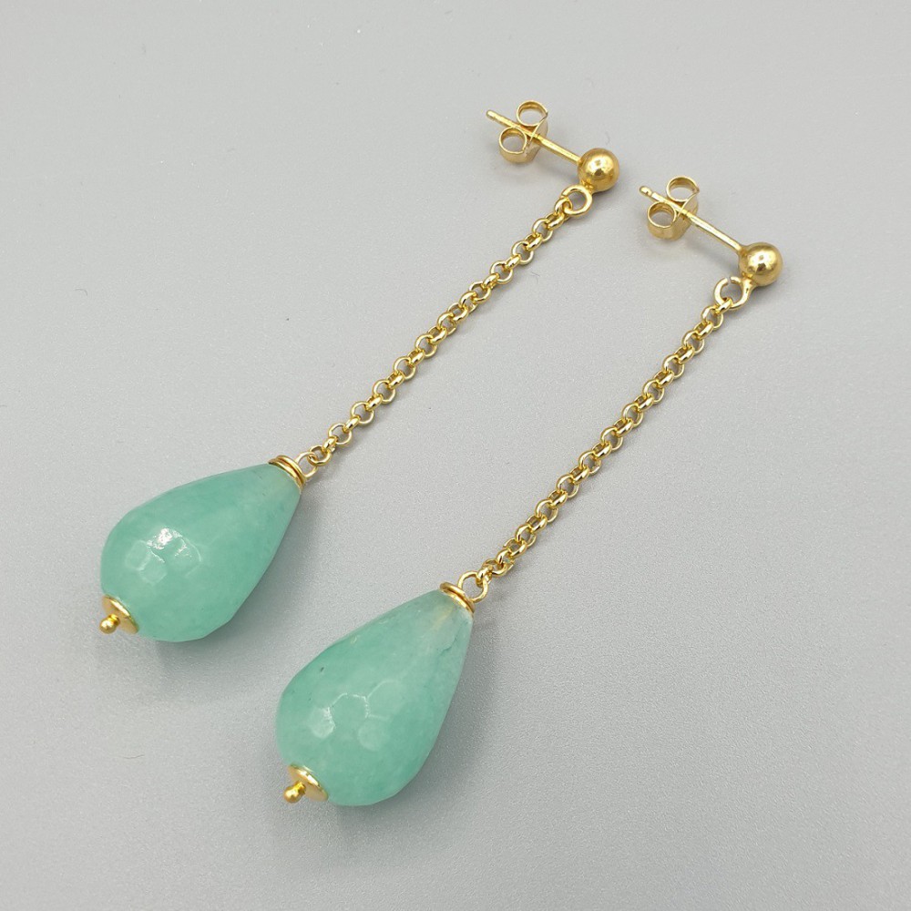 Earrings with mint green jade