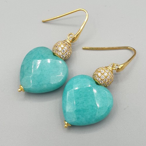 Gilded earrings with jade...