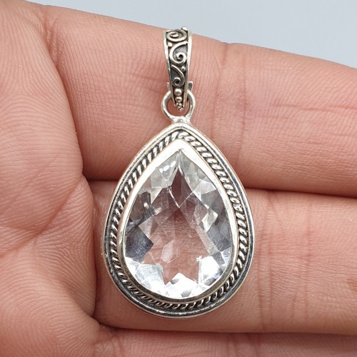 925 Sterling silver pendant with white topaz