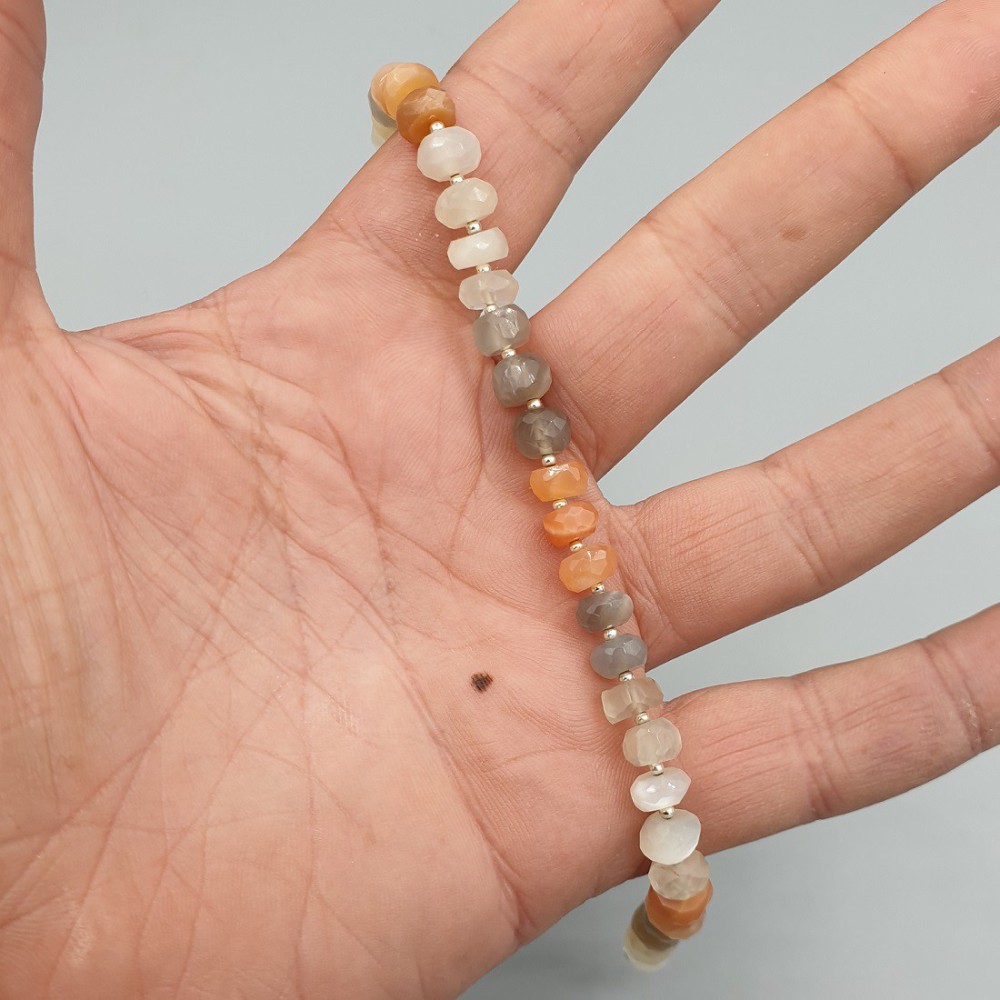 Silver bracelet with colored moonstones