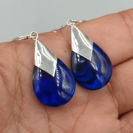 925 Sterling silver earrings Blue Abalone Shell