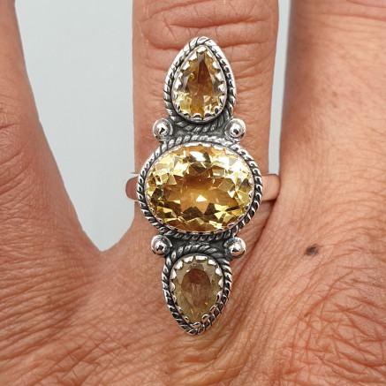 925 Sterling Zilveren Ring with Citrine size 16.5 mm