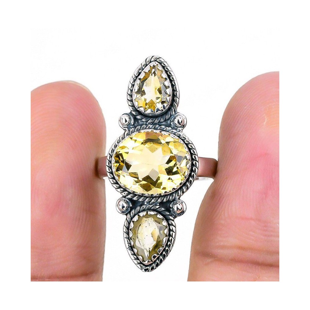 925 Sterling Zilveren Ring with Citrine size 16.5 mm