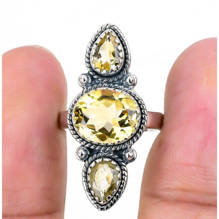 925 Sterling Zilveren Ring with Citrine size 16.5 mm