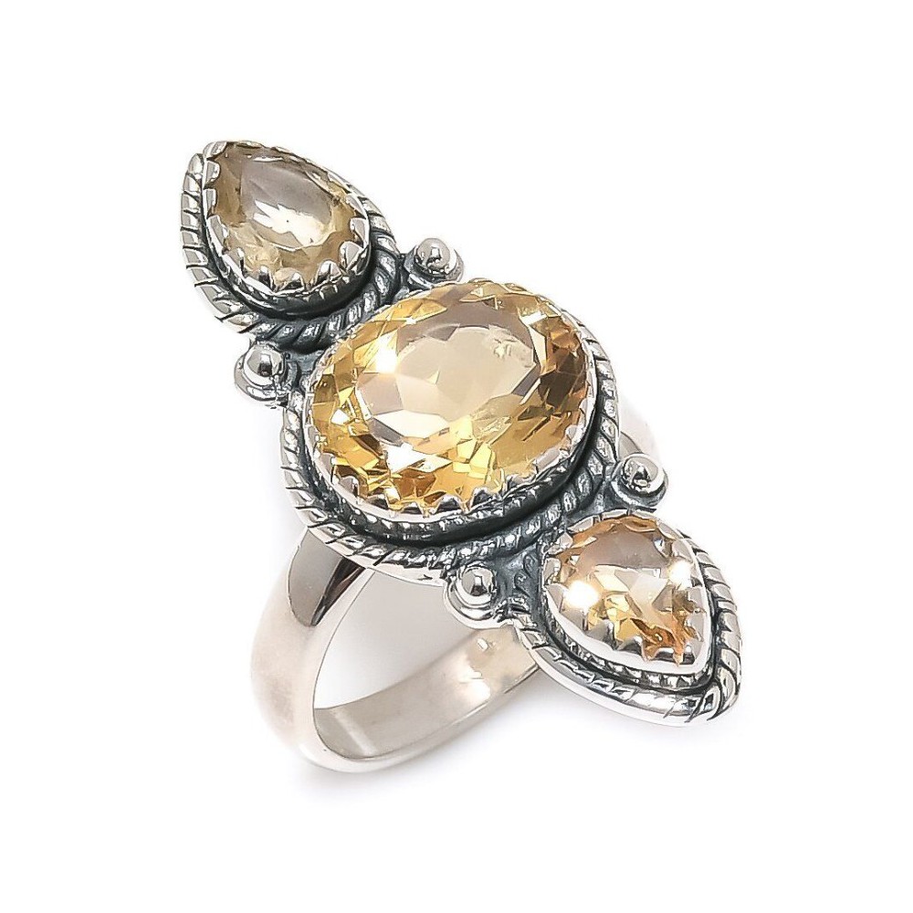 925 Sterling Zilveren Ring with Citrine size 16.5 mm