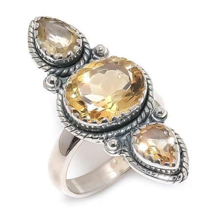 925 Sterling Zilveren Ring with Citrine size 16.5 mm