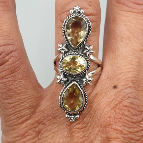 925 Sterling Zilveren Ring set with Citrine 16.5 mm