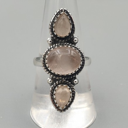 925 Sterling silver ring rose quartz 18 mm