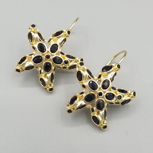 Gilded earrings starfish black crystals