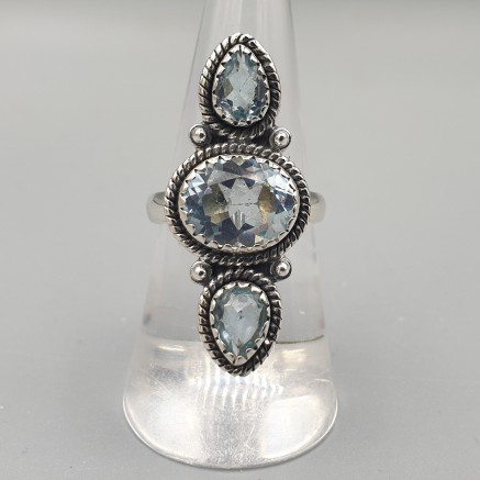 925 Sterling Silber Ring Blue Topaz 17,3 mm