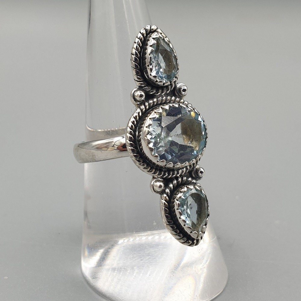 925 Sterling silver ring blue topaz 17.3 mm