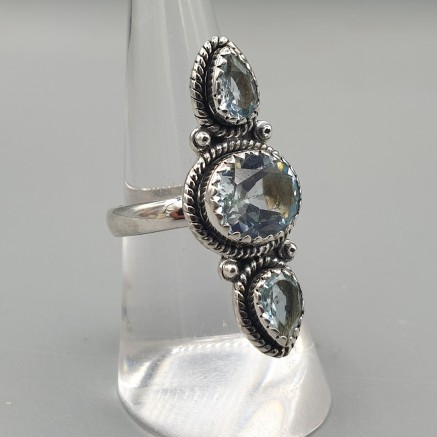 925 Sterling Silber Ring Blue Topaz 17,3 mm