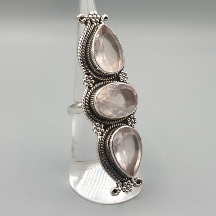 925 Sterling Zilveren Ring with Facet Helding Rose Quartz 16.5 mm