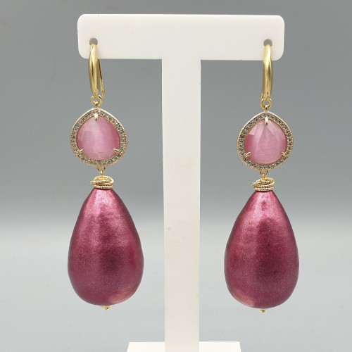 Gilt earrings cotton pearl...