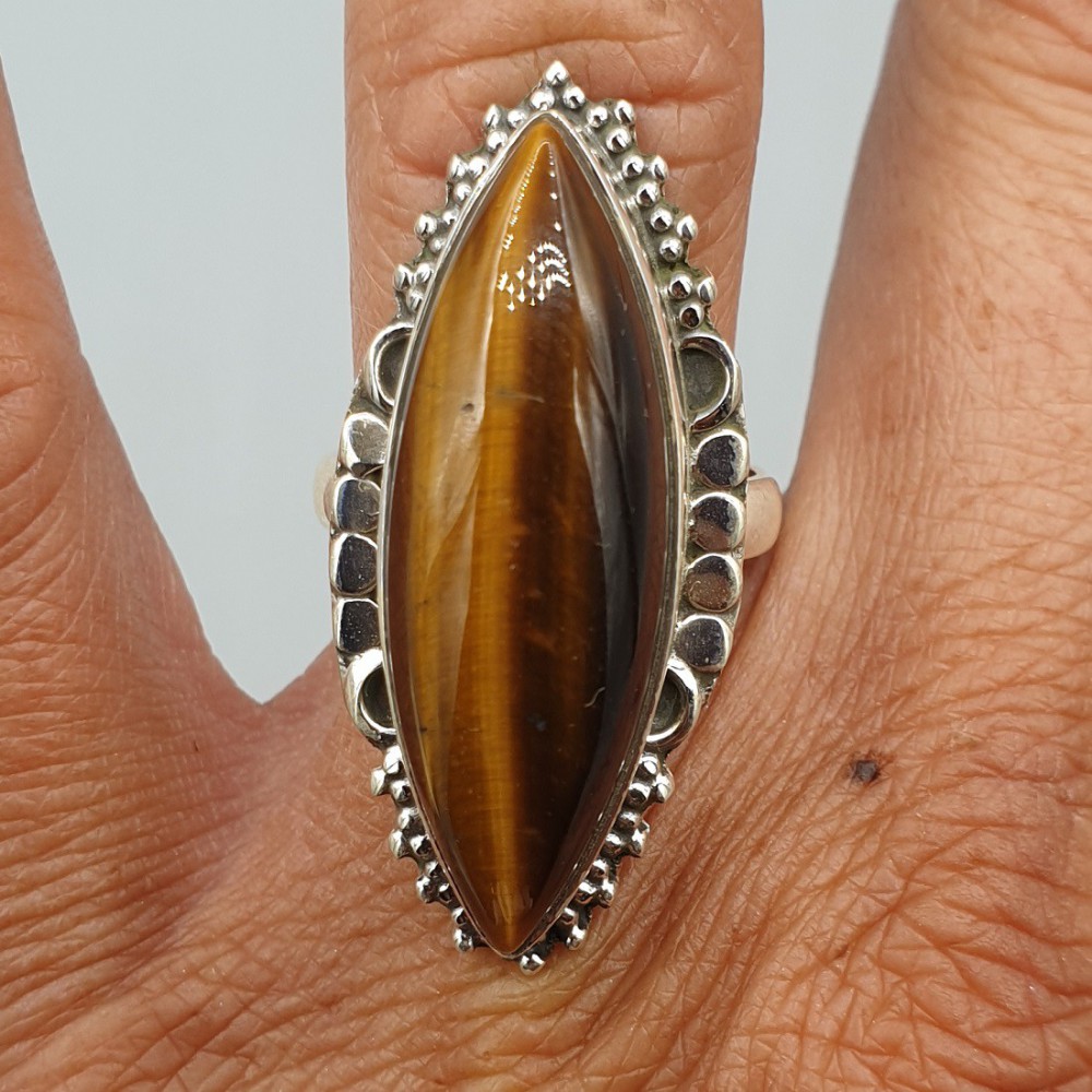 925 Sterling Zilveren Ring mit Marquise Tigeroog Größe 17,3 mm