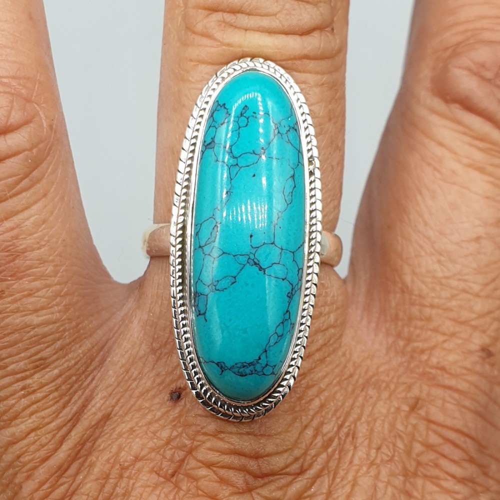 925 Sterling Silver Ring Ovale Turquoise 18 mm